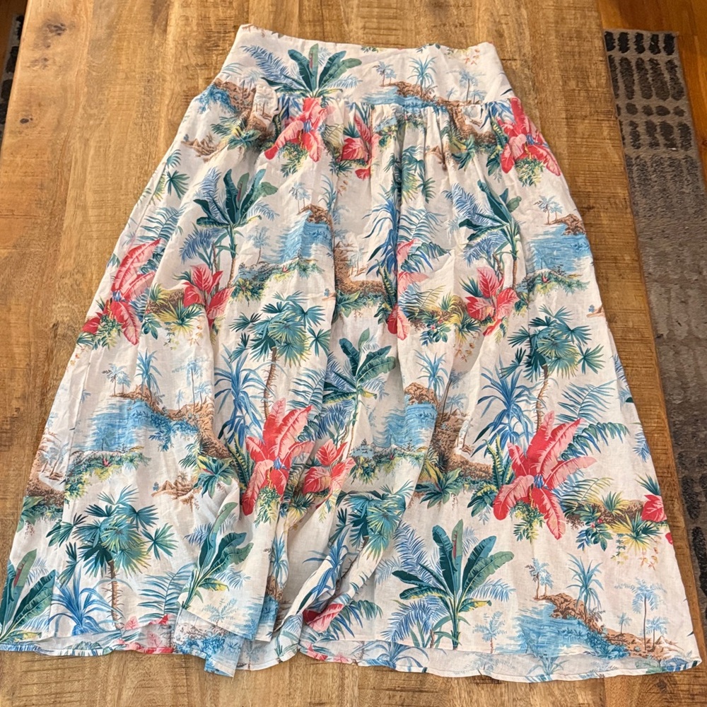 C&C California Tropical Print Women's linen rayon blend Skirt set NWT LARGE - Picture 2 of 11